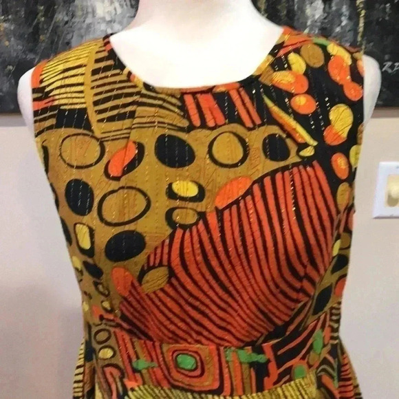 Ashro Cotton Multi Colored Fit and Flare Empire Waist Midi Dress-Size 6 - Picture 5 of 11